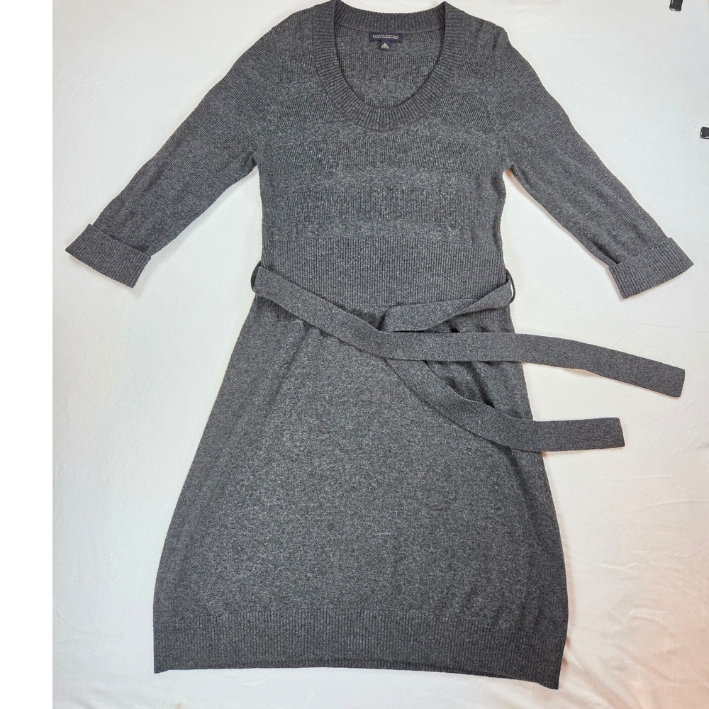 Banana Republic Luxury Wool Cashmere Blend Gray Sweater Dress Sz XL Fall Winter